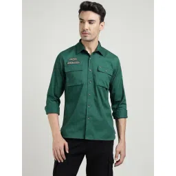 Royal Enfield Green Regular Fit Solid Shirt-picture-30