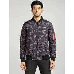 Royal Enfield Grey Camo Regular Fit Camo Bomber Jacket-picture-34