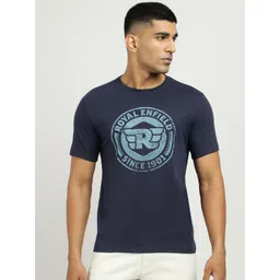 Royal Enfield Men Brand Logo Printed Round Neck Pure Cotton T-shirt-picture-33