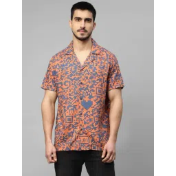 Royal Enfield QR ENGINEERED Blue & Orange Regular Fit Printed Shirt-picture-17