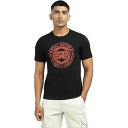 Royal Enfield RE Stamp T-Shirt | Style: Crewneck; | Regular fit Stamp Logo with a Wood-Textured Finish | Reflective Branding on The Back Black L-picture-12