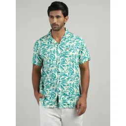 Royal Enfield Teal Blue Regular Fit Print Shirt-picture-12