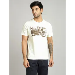 Royal Enfield White Cotton Blend Regular fit Printed T-Shirt-picture-46