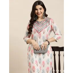 Royal Export Women Ethnic Motifs Embroidered V-Neck Straight Kurta-picture-33