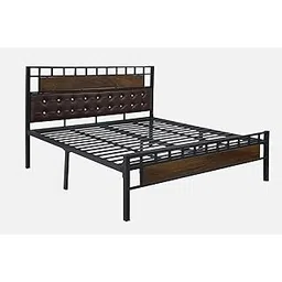 Royal Interiors Orvo Metal King Size Bed Without Storage | Wrought Iron Double Bed with Headboard & Footboard | Sturdy Powder Coated Platform Bed King Size Cot for Bedroom Living Room Black (75x72)-picture-20