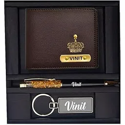 royal jack Premium Men's Personalized Wallet with Name & Charm | Combo Giftset for Men | Customized Leather Purse,Pen,Keychain Combo Gift Hamper | Birthday Anniversary Valentine Gift for Men (Brown)-picture-54