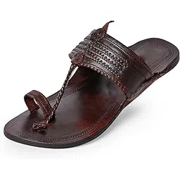 royal khwaab Men's Daily/Casual/Ethnicwear Slip-on Black Color Flat Handmade Kolhapuri Chappal-picture-10