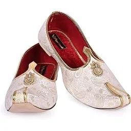 royal khwaab Men's Wedding Juttis/Punjabi Jutti & Sherwani Juti, Pure Traditional & Stylish Ethnic Mojaris/Wedding Shoes 100% Comfortable & Handcrafted (RK-B11)-picture-13