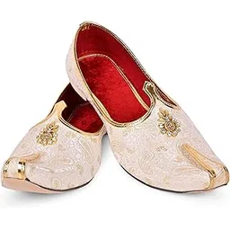 royal khwaab Men's Wedding Juttis/Punjabi Jutti & Sherwani Juti, Pure Traditional & Stylish Ethnic Mojaris/Wedding Shoes 100% Comfortable & Handcrafted (RK-B14)-picture-22