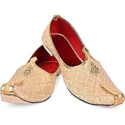 royal khwaab Men's Wedding Juttis/Punjabi Jutti & Sherwani Juti, Pure Traditional & Stylish Ethnic Mojaris/Wedding Shoes 100% Comfortable & Handcrafted (RK-B15)-picture-41