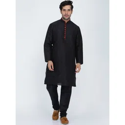 ROYAL KURTA Men Black Dupion Silk Kurta with Churidar-picture-40