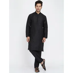 ROYAL KURTA Men Black Floral Kurta with Pyjamas-picture-35