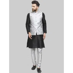 ROYAL KURTA Men Black Kurta with Churidar & Nehru Jacket-picture-23
