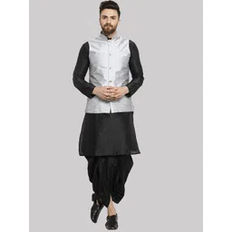 ROYAL KURTA Men Black Kurta with Dhoti Pants And Nehru Jacket-picture-17