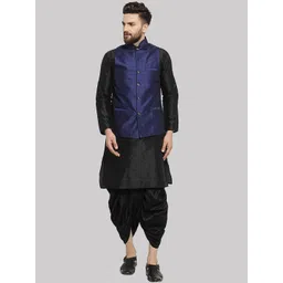 ROYAL KURTA Men Black Kurta with Dhoti Pants & Nehru Jacket-picture-31