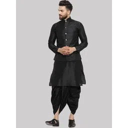 ROYAL KURTA Men Black Kurta with Dhoti Pants And Nehru Jacket-picture-25