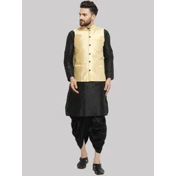 ROYAL KURTA Men Black Kurta with Dhoti Pants And Nehru Jacket-picture-26