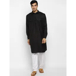ROYAL KURTA Men Black Pure Cotton Kurta with Pyjamas-picture-36