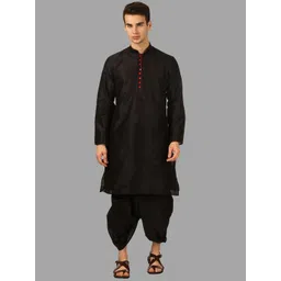 ROYAL KURTA Men Black Solid Kurta with Dhoti Pants-picture-32
