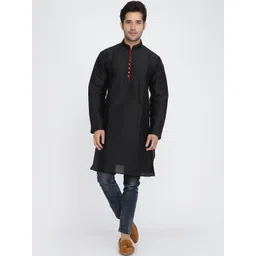 ROYAL KURTA Men Black Thread Work Kurta-picture-10