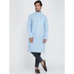 ROYAL KURTA Men Blue Chikankari Summer Sheers Kurta-picture-36