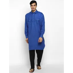 ROYAL KURTA Men Blue Pathani Kurta-picture-10
