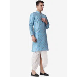 ROYAL KURTA Men Blue Printed Kurta with Dhoti Pants image 3