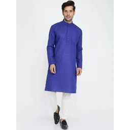 ROYAL KURTA Men Blue Summer Sheers Kurta-picture-35