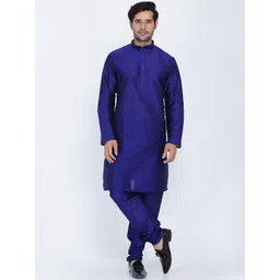 ROYAL KURTA Men Blue Thread Work Summer Sheers Kurta-picture-22