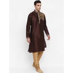 ROYAL KURTA Men Brown Floral Embroidered Kurta-picture-15