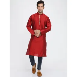 ROYAL KURTA Men Maroon Solid Regular Kurta-picture-35
