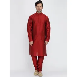 ROYAL KURTA Men Maroon Solid Regular Kurta-picture-21