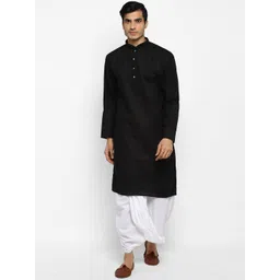 ROYAL KURTA Men White Floral Embroidered Pure Cotton Kurta with Dhoti Pants-picture-18