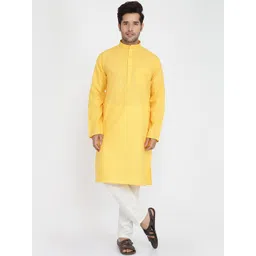ROYAL KURTA Men Yellow Cotton  Kurta-picture-33