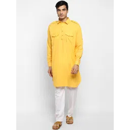 ROYAL KURTA Men Yellow Thread Work Summer Sheers Kurta-picture-36