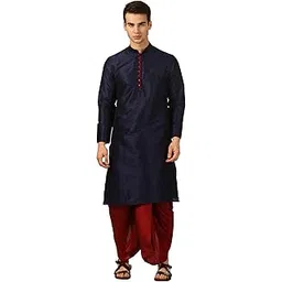 royal kurta Men's Cotton Silk Dhoti Kurta (White)-picture-29