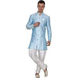 royal kurta Mens Jacqaurd Silk Floral Print Indowestern-picture-47