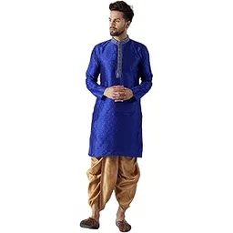 royal kurta Mens Jacquard Cotton Silk Printed Kurta Dhoti Set-picture-25