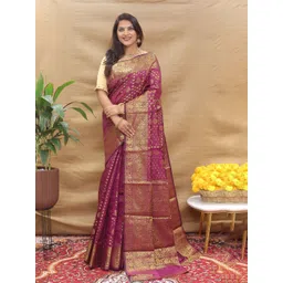 Royal Rajgharana Saree Ethnic Motifs Woven Design Zari Art Silk Banarasi Saree-picture-33