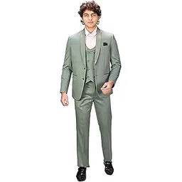 royal rich Men's Regular Fit Three Piece Suit, Coat Pant Set with Waist Coat-picture-48