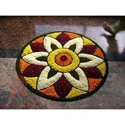 ROYAL TREND Traditional As Well As Polyester Antiskid Modern Rangoli Round Shape Round Shape Door Mat For Home Decoration Rangoli Mats For Floor Decoration Door Decoration (24X24 Inch,Multi Color-picture-14