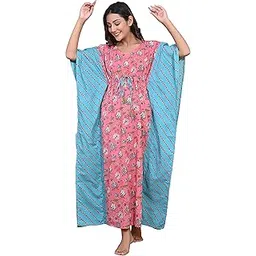 royale paisley Stylish Pink Long Printed Kaftan |Tunic Dress Plus Size | Maxi Gown | Traditional Cotton Kaftan |Designer Kaftan for Women/Girl (Free Size)(Chest 36-46, Long 52)-picture-26