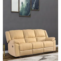 royaloak Regal Leather Manual 3 Seater Recliner In Light Brown Colour-picture-32