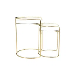 Royaloak White & Gold-Toned 2 Pieces Marble & Stainless Steel Nesting Tables image 2