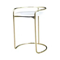 Royaloak White & Gold-Toned 2 Pieces Marble & Stainless Steel Nesting Tables image 5