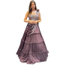 royalstyle Women's And girls Floral Frilled With Embroidery Coding work Lehengha choli For Special Light Purple Colour-picture-16