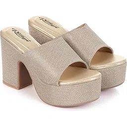 rozlyn Women's Glitter Block Heel Platform Sandals, Open Toe High Heels-picture-13