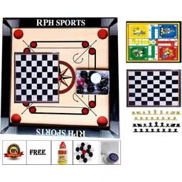 20X20 INCH SMALL SIZE CARROM WITH LUDO & CHESS 5 cm Carrom Board-image-0