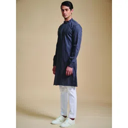 RR Blue Men Geometric Thread Work Kurta-picture-11