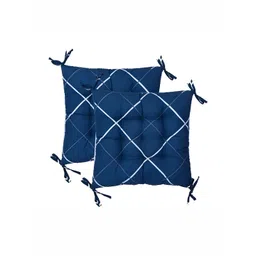RRC 2-Pcs Blue & White Geomatric Printed Chair Pads-picture-20
